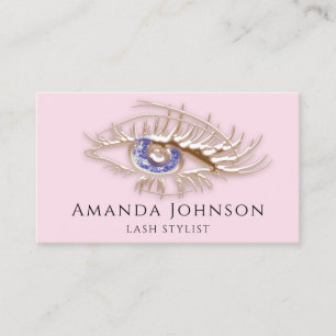 Lash Brows Makeup Logo Blue Eye Qr Code Rose Gold Business Card