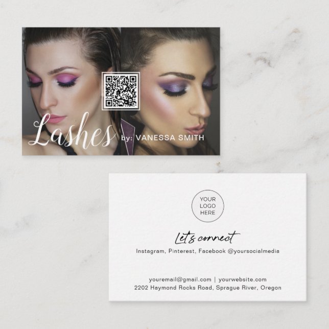 Lash business card with QR code and photos (Front/Back)