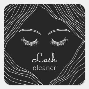 Lash Cleaner Cute Hand Drawing Beauty Girl Salon Square Sticker