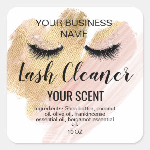 lash cleaner gold blush pink classic  square  squa square sticker
