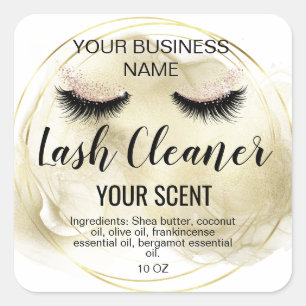 lash cleaner gold blush pink classic  square  squa sticker