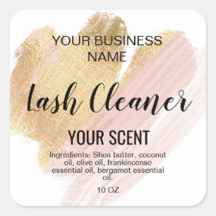 lash cleaner gold blush pink classic  square  sticker