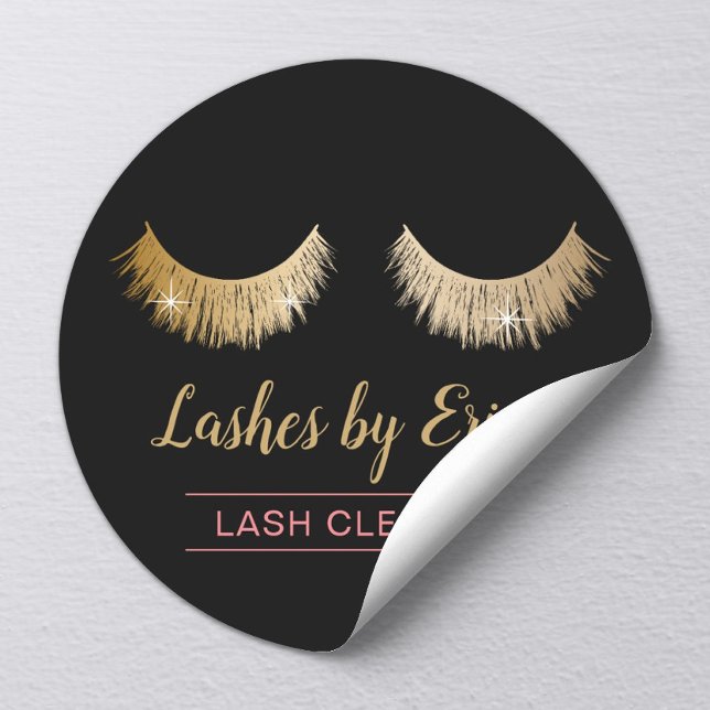 Lash Cleaner Modern Faux Gold Eyelash Extensions Classic Round Sticker (Creator Uploaded)