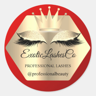 Lash Cleaner  Red  Gold Name Instagra Princess Classic Round Sticker