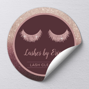 Lash Cleaner Rose Gold Ombre Eyelash Extensions Classic Round Sticker