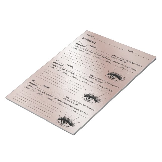 Lash Client Record, Lash Extensions Client Notepad (Angled)