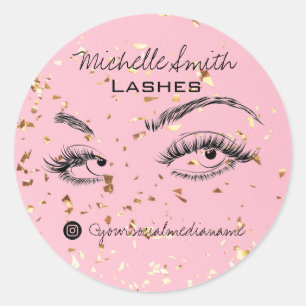 Lash extension Lashes Gold Glitter Aftercare Kit Classic Round Sticker