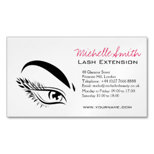 Lash Extension Makeup Artist Black and White Eye  Magnetic Business Card