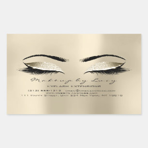 Lash Extension Makeup Beauty Champaigne Glitter Rectangular Sticker