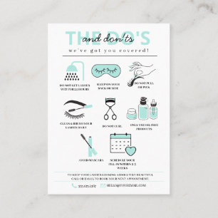 Lash Extensions Aftercare Instructions Business Ca Business Card