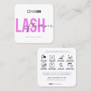 Lash Extensions Aftercare Instructions Fuchsia Square Business Card