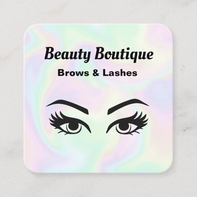 Lash Extensions & Brow Tinting Threading  Square Business Card (Front)