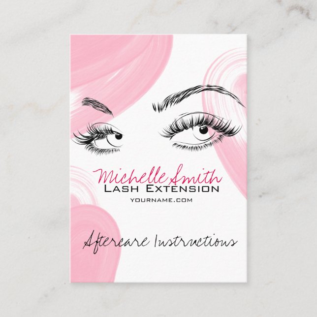 Lash extensions Makeup Aftercare Instructions Icon Appointment Card (Front)