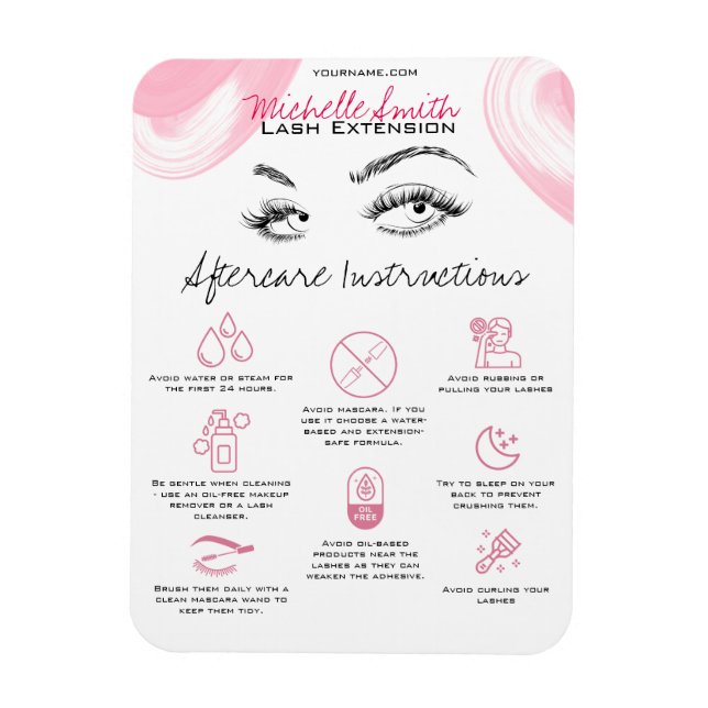 Lash extensions Makeup Aftercare Instructions Icon Magnet (Vertical)