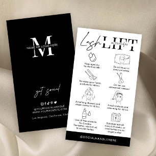 Lash Lift & Tint Aftercare Instructions Minimalist Business Card