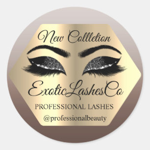 Lash Packaging Makeup Artist Gold Eyes Custom Classic Round Sticker