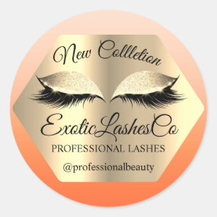 Lash Packaging Makeup Artist Gold Eyes Name Classic Round Sticker