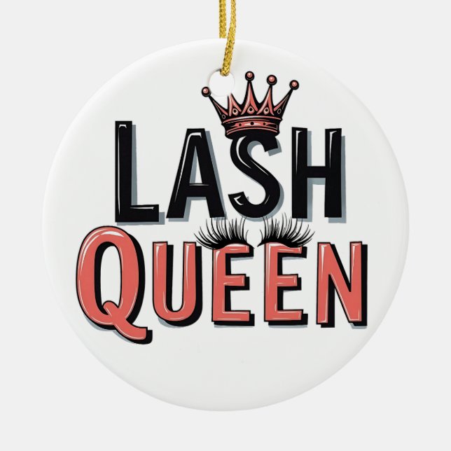 Lash Queen Funny Eye Lashes Make Up Ceramic Tree Decoration (Front)