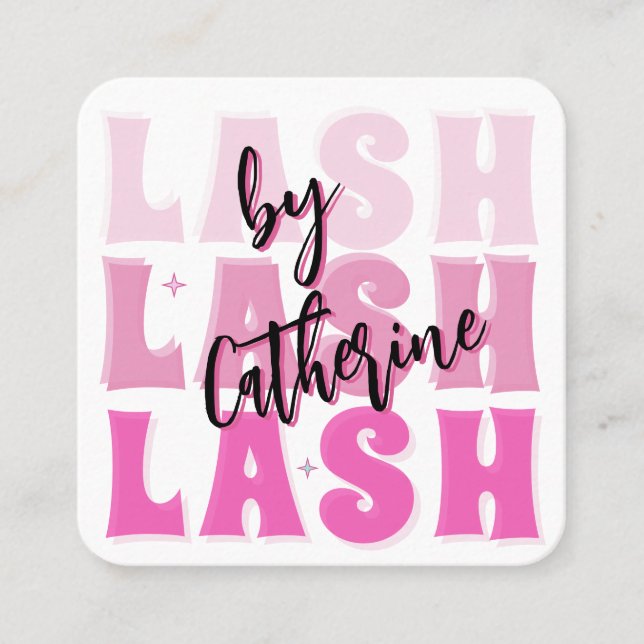 Lash Salon  Qr Code Bold Pink Retro Business card (Front)