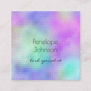 Lash Specialist Purple and Blue Elegant Abstract Square Business Card