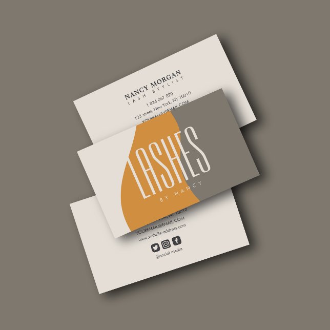 Lash Stylist Earth Tones Retro  Business Card (Creator Uploaded)