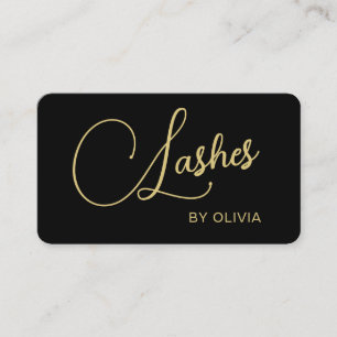 Lash Stylist Modern Gold Black Business Card
