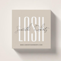 Lash stylist modern typography script beige