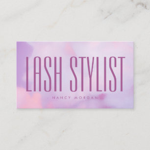 Lash Stylist Purple Pastel Holographic Business Card
