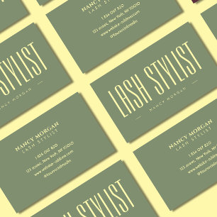 Lash Stylist Sage Green Business Card