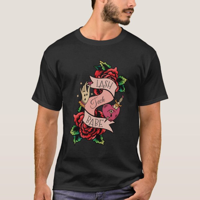 Lash Tech Babe Red Roses Eyelash Technician Lash T T-Shirt (Front)