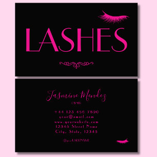 Lash Tech Black Pink Elegant Professional Salon Business Card