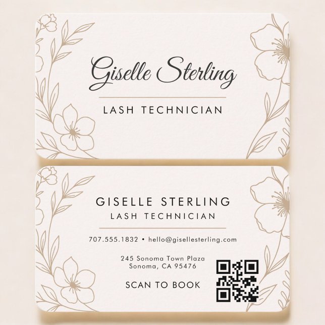 Lash Tech Floral QR Code Professional Business Card (Creator Uploaded)