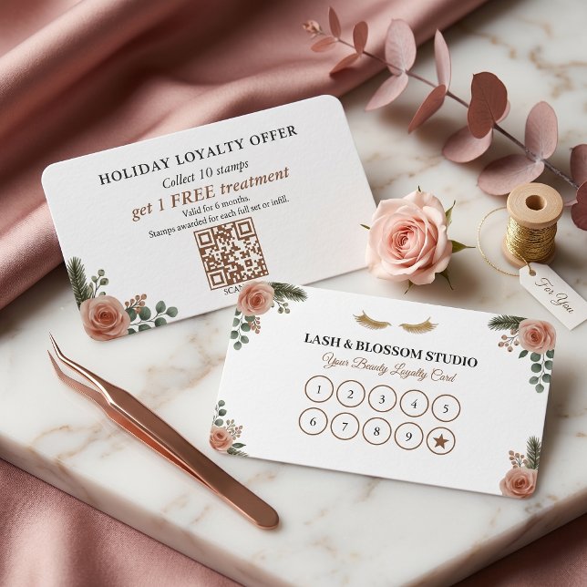 Lash Tech Holiday Loyalty Punch Card Botanical (Lash Tech Holiday Loyalty Punch Card Botanical
)