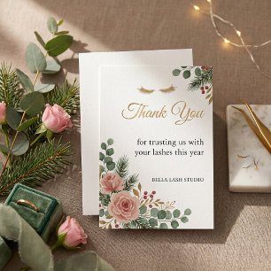 Lash Tech Holiday Thank You Card Botanical