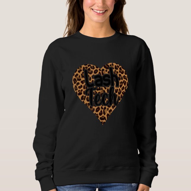 Lash Tech Leo Leopard Heart Eyelash Lash Tech Sweatshirt (Front)