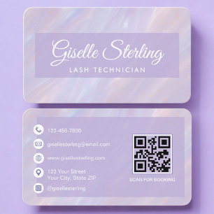 Lash Tech Opal Holographic QR Code Professional Business Card