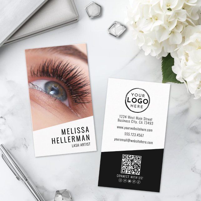 Lash Tech Photo Logo Vertical Business Card (Lash Tech Photo Logo Vertical Business Card )