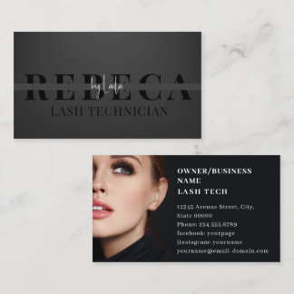 Lash Tech Salon Photo Black Luxury Business Card