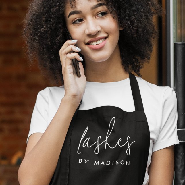 Lash Technician Beauty Aesthetician Black Script Apron (Creator Uploaded)