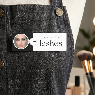 Lash Technician Black And White Professional Photo Name Tag