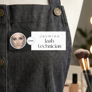 Lash Technician Black And White Professional Photo Name Tag