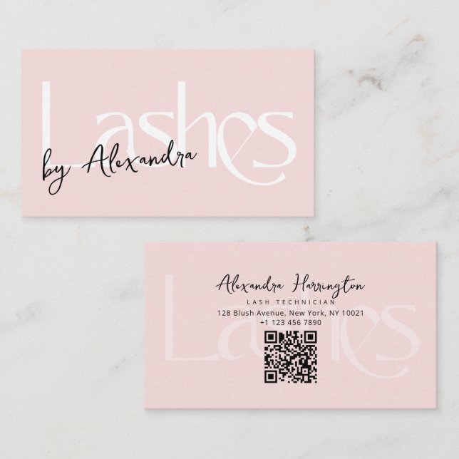 Lash Technician Blush Pink Modern Typography Business Card (Front/Back)
