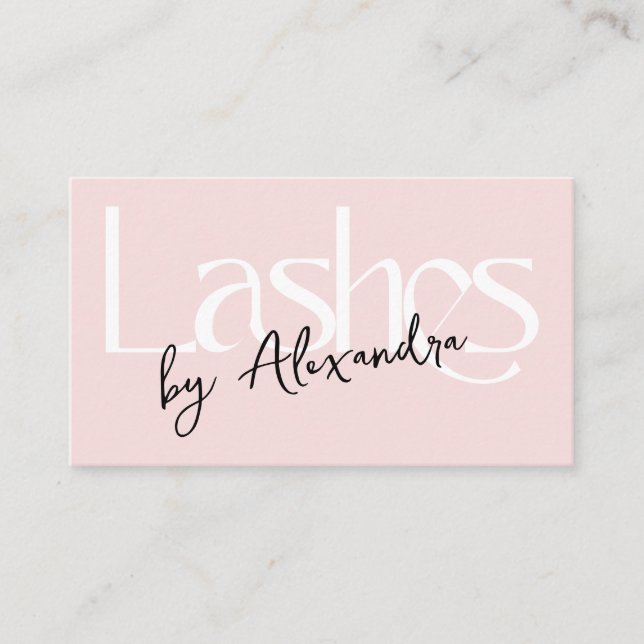 Lash Technician Blush Pink Modern Typography Business Card (Front)