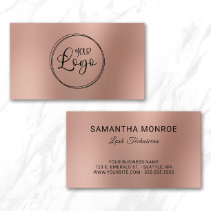 Lash Technician Business Logo Rose Gold Ombre Blur Card