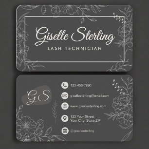 Lash Technician Floral Business Card