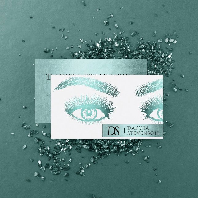 Lash Technician | Luxurious Turquoise Teal Green Business Card (Creator Uploaded)