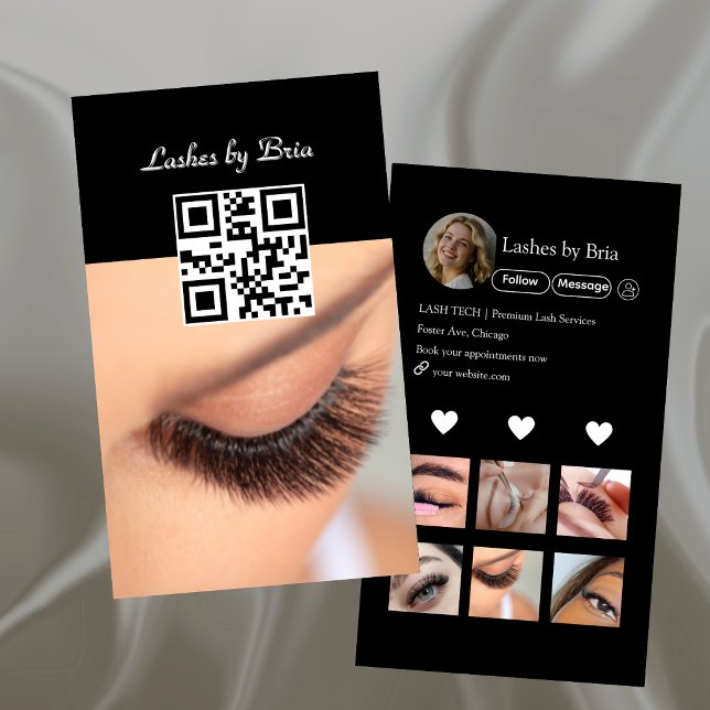 Lash Technician QR Code Photo Collage Business Card (Creator Uploaded)