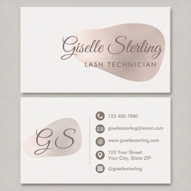 Lash Technician Rose Gold Foil Blush Beauty Business Card (Creator Uploaded)
