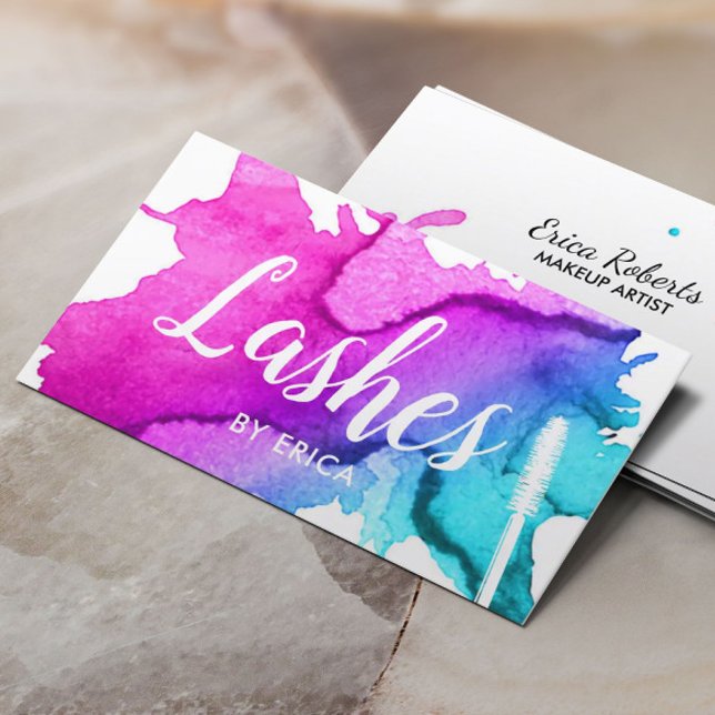 Lash Technician Watercolor Eyelash Extension Salon Business Card (Creator Uploaded)