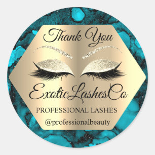 Lash Thank YOU  Makeup Artist Gold  Eyes Ocean Classic Round Sticker